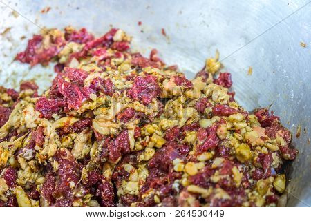 Minced Meat For Traditional Georgian Dish Kubdari, Svaneti
