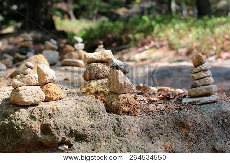 Pyramids And People Of Stones In The Reserve Hrensko, Czech Republic. Trolls And Chedo. Czech Switze