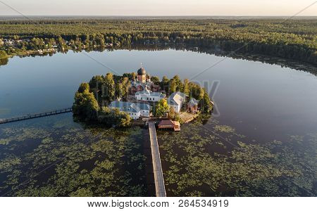 The Holy-vvedensky Nunnery In The Vladimir Region. On The Island. Aerial View.