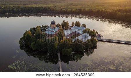 The Holy-vvedensky Nunnery In The Vladimir Region. On The Island. Aerial View.