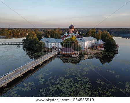 The Holy-vvedensky Nunnery In The Vladimir Region. On The Island. Aerial View.