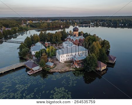 The Holy-vvedensky Nunnery In The Vladimir Region. On The Island. Aerial View.
