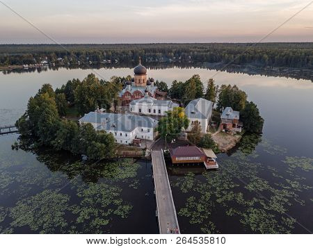 The Holy-vvedensky Nunnery In The Vladimir Region. On The Island. Aerial View.