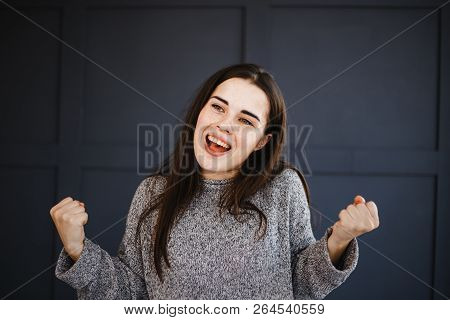 Victory, Success And Goals Achievement Emotions, Feelings And Face Expression. Excited Agitated Euph