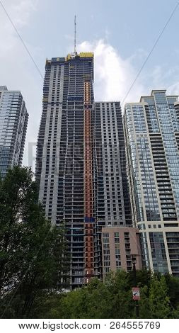 Looking Up At Vista Tower Under Construction, Chicago, Il August 21, 2018