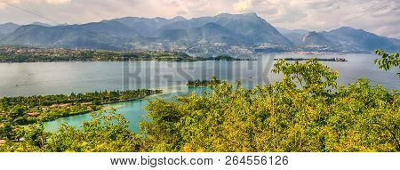 Panoramic Aerial View From The Manerba Rock On Lake Garda, Italy