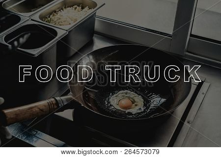 Chinese Noodles Wok Cooking. Food Truck Concept. Prepair For Dinner. Tasty And Delicious. Lunch Nutr