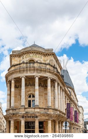 Bordeaux, France - July 22, 2018: Cinema Cgr Building In Bordeaux A Cloudy Day