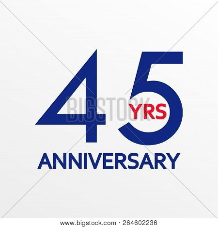 45 Years Anniversary Icon. Anniversary Decoration Template. Celebrating And Birthday Emblem. Vector 