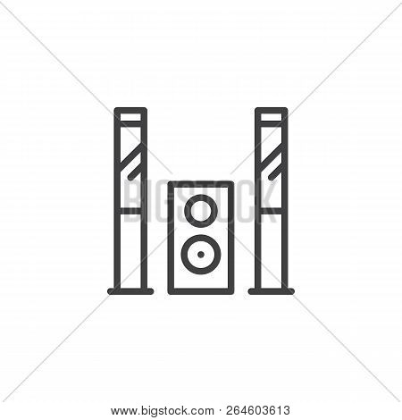 Audio System Outline Icon. Linear Style Sign For Mobile Concept And Web Design. Sound System Simple 