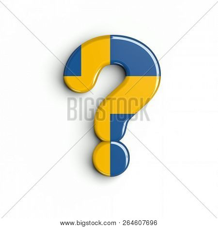 Sweden flag interrogation point - 3d swedish symbol - Sweden, nordic countries or Europe concept
