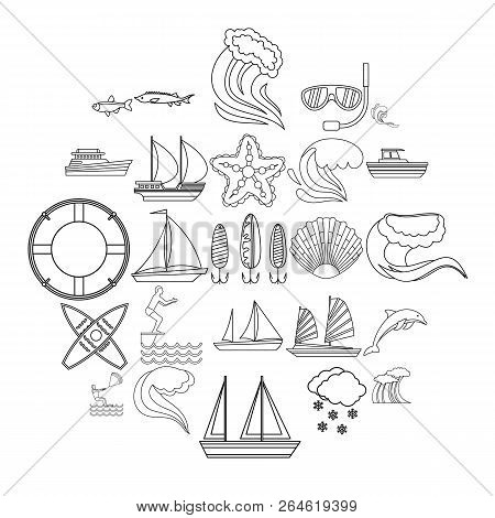 Water Bewitched Icons Set. Outline Set Of 25 Water Bewitched Vector Icons For Web Isolated On White 
