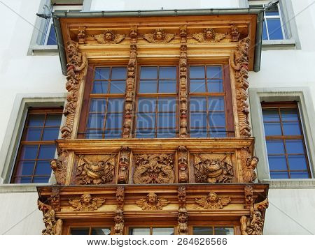 A Traditional Balcony In The Town Of St. Gallen