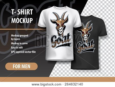 T-shirt Template, Fully Editable With Goat Team Logo. Eps 10 Vector Illustration.