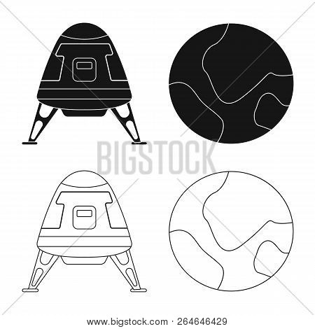 Vector Illustration Of Mars And Space Icon. Set Of Mars And Planet Vector Icon For Stock.