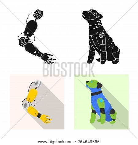 Vector Illustration Of Robot And Factory Icon. Set Of Robot And Space Vector Icon For Stock.