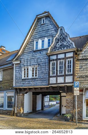 Street With Historical House In Kettwig Old Town, Germany