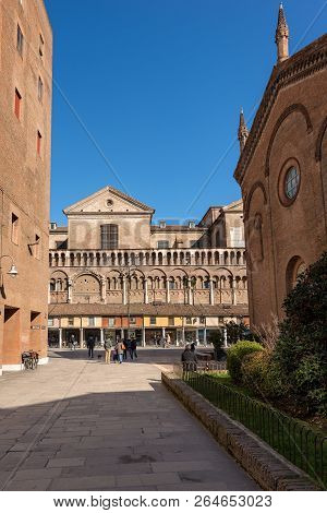 Ferrara, Emilia-romagna, Italy, February 14, 2018: St. George Cathedral (cattedrale Di San Giorgio, 