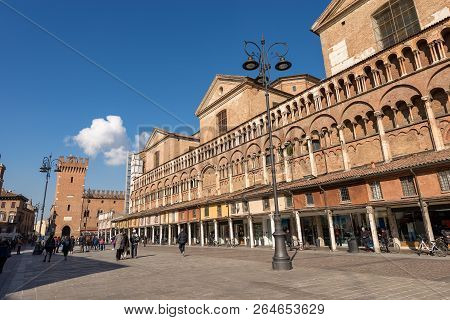 Ferrara, Emilia-romagna, Italy, February 14, 2018: St. George Cathedral (cattedrale Di San Giorgio, 