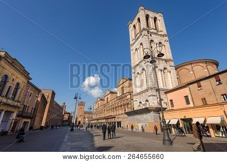 Ferrara, Emilia-romagna, Italy, February 14, 2018: St. George Cathedral (cattedrale Di San Giorgio -