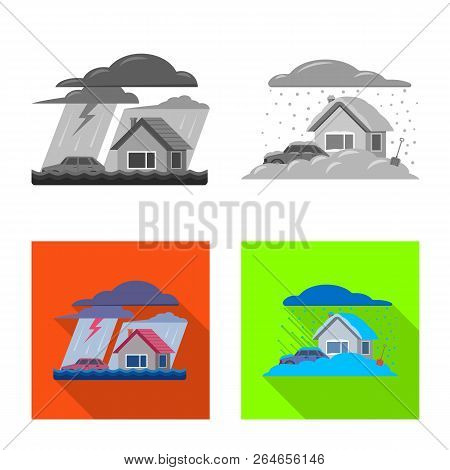 Vector Design Of Natural And Disaster Sign. Collection Of Natural And Risk Vector Icon For Stock.
