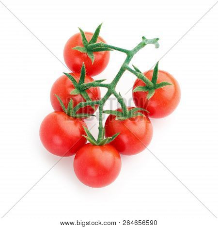 Bunch Of Cherry Tomatoes Isolated On White Background