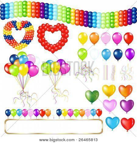 Sammlung von Ballons anderen Form, isolated on white Background, Vector illustration