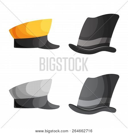 Vector Illustration Of Headgear And Cap Symbol. Set Of Headgear And Headwear Vector Icon For Stock.