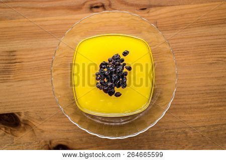 Turkish Traditional Dessert Zerde Pudding With Raisin.