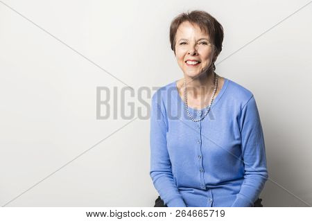 Happy Joyful Senior Lady Isolated On White Background