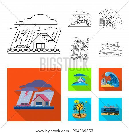 Vector Design Of Natural And Disaster Sign. Collection Of Natural And Risk Vector Icon For Stock.