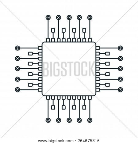 Chip Processor Line Icon. Accessories For Digital Devices
