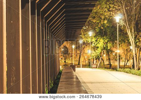 Wooden Roof Of The Bars On The Street, Art Decor
