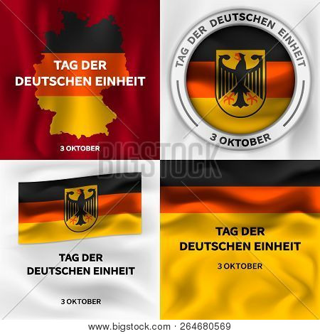Deutschen Einheit Banner Set. Isometric Set Of Deutschen Einheit Banner For Web Design