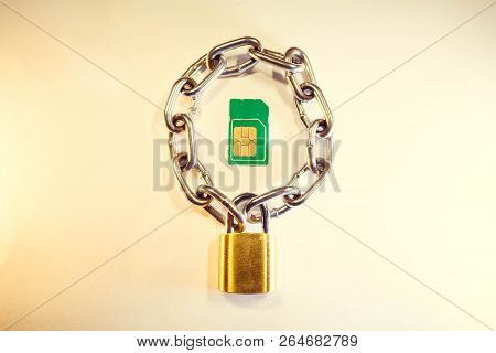 Sim Card Is Protected By A Lock With A Chain