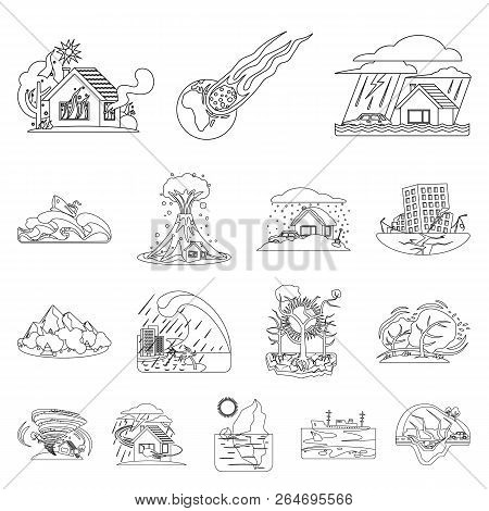 Vector Design Of Natural And Disaster Icon. Set Of Natural And Risk Vector Icon For Stock.