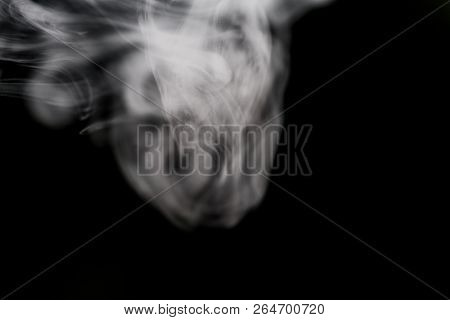 Cigarette Smoke On Black Background Detailed Close-up