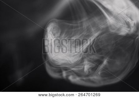 Cigarette Smoke On Black Background Detailed Close-up
