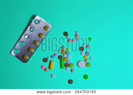 Drug Prescription For Treatment Medication. Pharmaceutical Medicament, Cure In Container For Health.