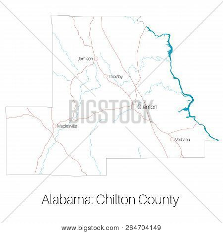 Detailed Map Of Chilton County In Alabama, Usa