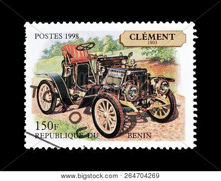 Benin - Circa 1998 : Cancelled Postage Stamp Printed By Benin, That Shows Clement Vehiclle From 1903