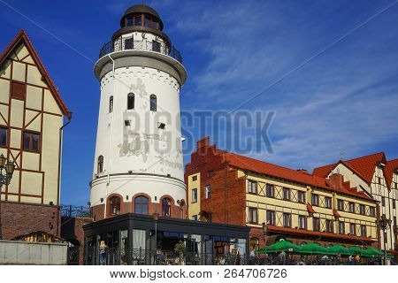 Kaliningrad, Russia - May 11, 2016: The Modern Landmark Of The City With The Lighthouse And Building