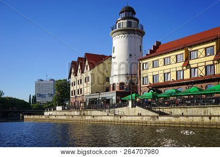 Kaliningrad, Russia - May 11, 2016: The Modern Landmark Of The City With The Lighthouse And Building