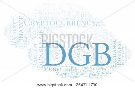 Dgb Or Digibyte Cryptocurrency Coin Word Cloud. Word Cloud Made With Text Only.