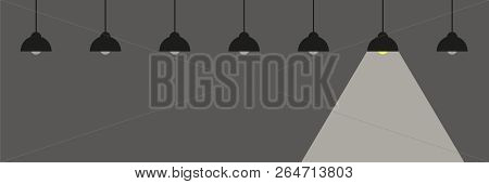 Switched On Hanging Lamp Energie Concept Vector Illustration Eps10