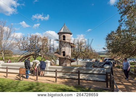 Paarl, South Africa, August 10, 2018: The Goat Tower And Bridge Ar Fairview Wine And Cheese Farm Nea