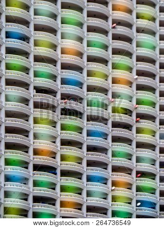 Editorial Colorful Of Light Inside Terrace, Look Outside At Local Public Condominium Nakule Districk