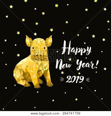 Happy New Year 2019, Chinese New Year, Design Gritting Card With Pig