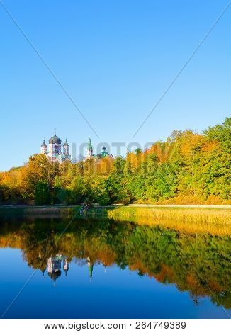 Panoramic View Of St. Panteleimon Orthodox Monastery In Autumn
