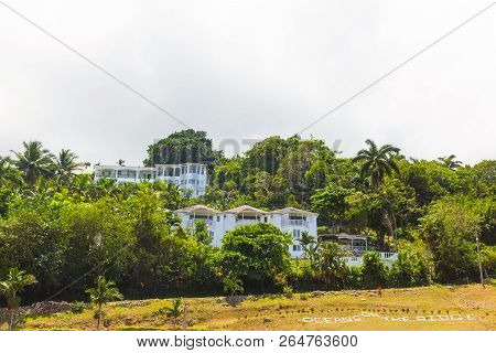 Green Natural Park Landscape Scenery At Ys Falls, Jamaica, Caribbean Island